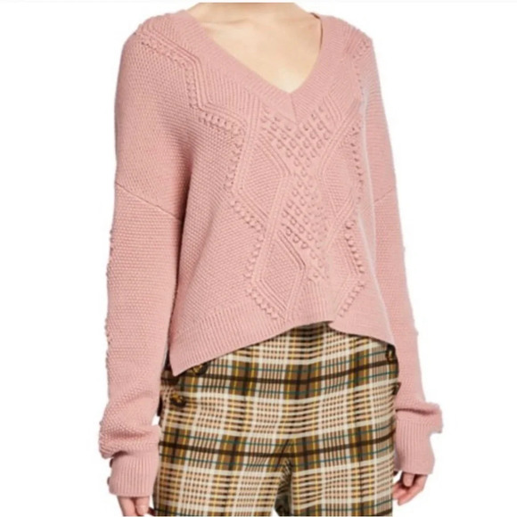 Jonathan Simkhai Cable Knit Pom Pom Sweater Antique Rose - Picture 5 of 8